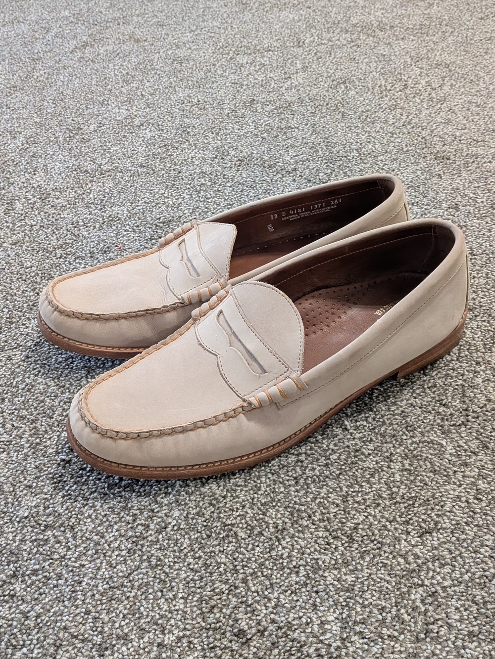 GH Bass Weejuns Penny Loafers Mens 13 Beige Leather Shoes